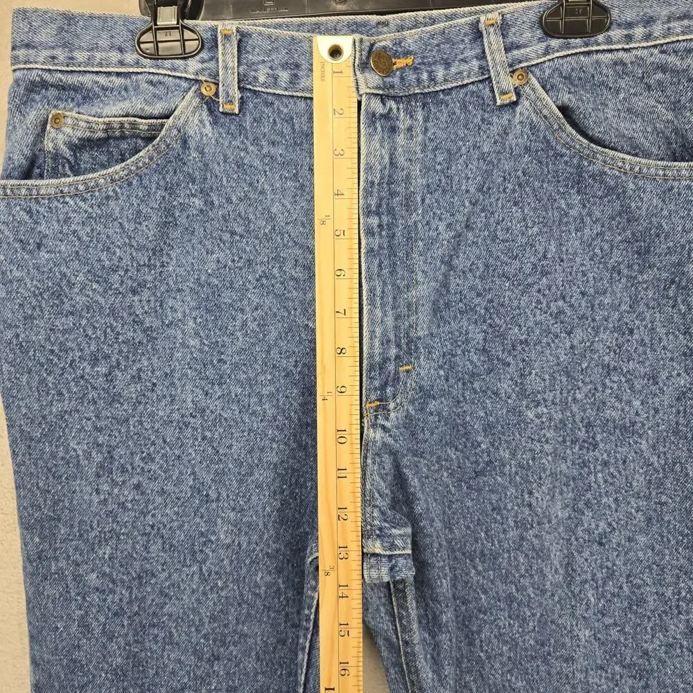 Vintage Lee Riders Jeans Mens Fits 35x32 Blue Acid Wash Union Made in USA